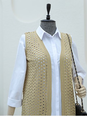 Openwork Vest  -Mink color