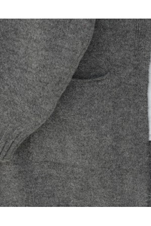 Çift Cepli Yırtmaçlı Yumoş Hırka -Füme