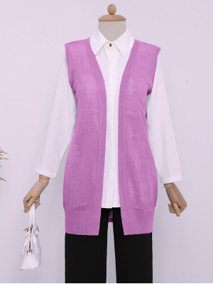 Papatya Desenli Fileli Baharlık Yelek   -Pembe