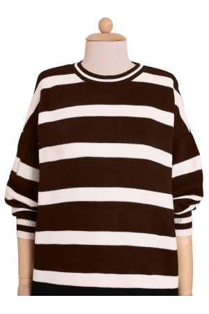 تونيك تريكو حجاب شتوي مخطط    -بنى