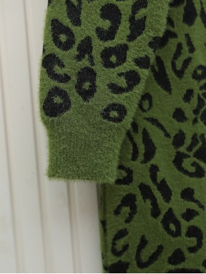 Yarım Boğazlı Desenli Yumoş Triko Tunik -F.Yeşili