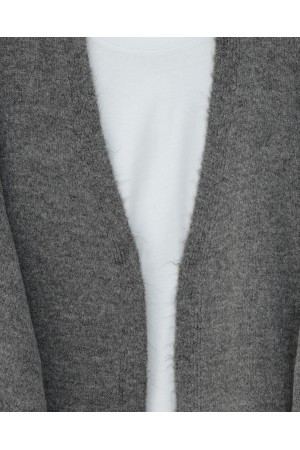 Çift Cepli Yırtmaçlı Yumoş Hırka -Füme