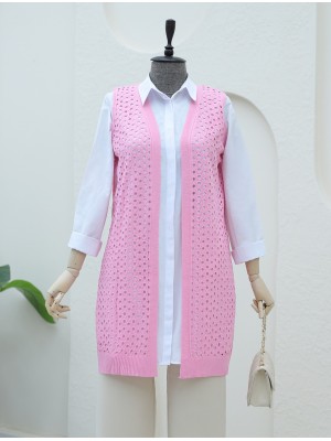 Ajurlu Yelek  -Pembe