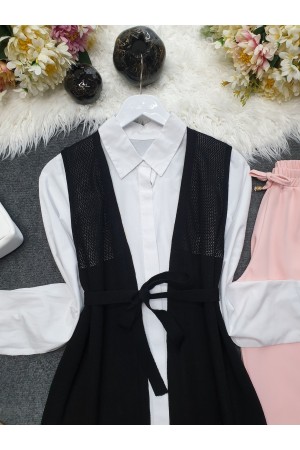  Mesh Spring Cardigan  -أسود