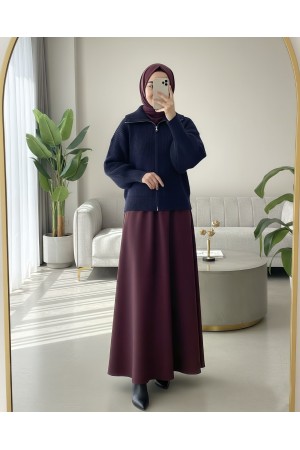 كارديجان محبوك بسحاب ونصف رقبة -كحلي