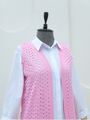 Openwork Vest  -Pink
