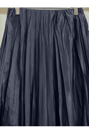 Elastic Waist Satin Krash Skirt -Smoked 