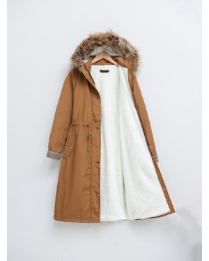 İçi Pelüş Çıkma Ķapşonlu Bondig Mont -Hardal