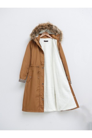 İçi Pelüş Çıkma Ķapşonlu Bondig Mont -Mustard