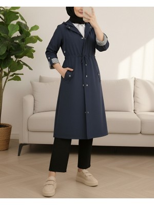 Astarı Çizgili Trençkot     -Laci