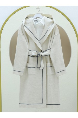 Çift Cepli Kapşonlu Triko Hırka -Ekru