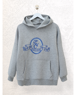 عرق مقنع مطرز من الأمام -اللون الرمادي