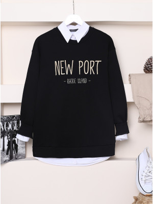 Embossed Written Sweat -Black