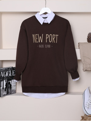 Embossed Written Sweat -Brown