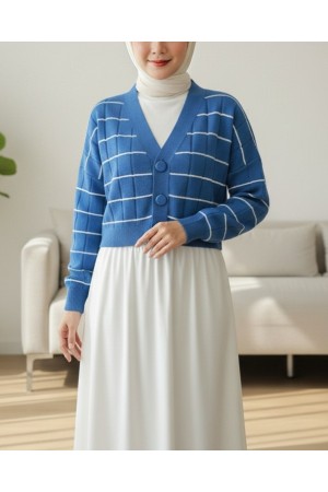 Big Button Knitwear Cardigan  -Blue