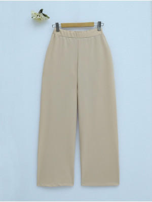 İthal Kumaş Bol Paça Pantolon -Somon