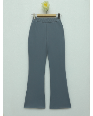 İthal Kumaş İspanyol Paça Pantolon  -Gri