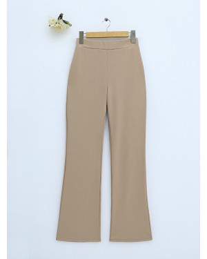 İthal Kumaş İspanyol Paça Pantolon -Vizon