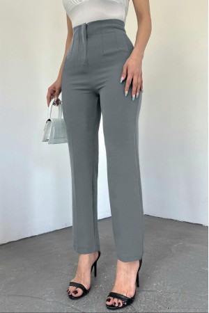 Zra Pileli Havuç Pantolon -Gri