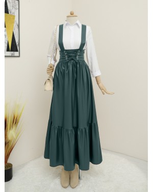 Tie Waist and Piece Skirt Salopet -Emerald