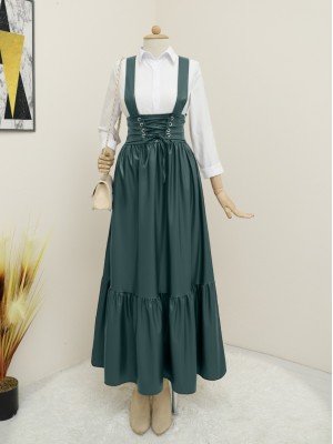 Tie Waist and Piece Skirt Salopet -Emerald