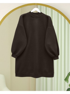 Boğazlı Üç İplik Polar    -K. Kahve