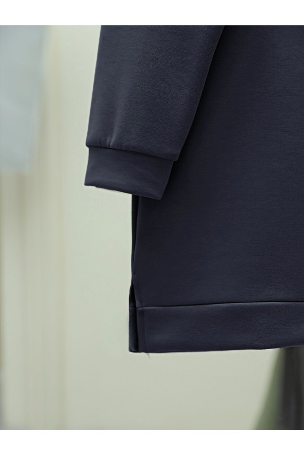 Kuş Desenli Taşlı Oysho Tunik  -Füme