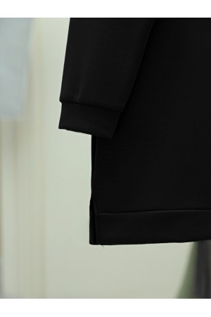 Bird Patterned Stoned Oysho Tunic -Black