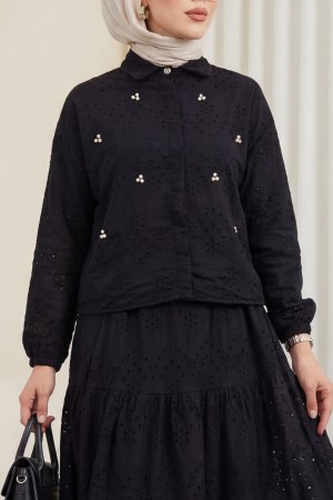 Fisto Detaylı Etekli Takım -Siyah