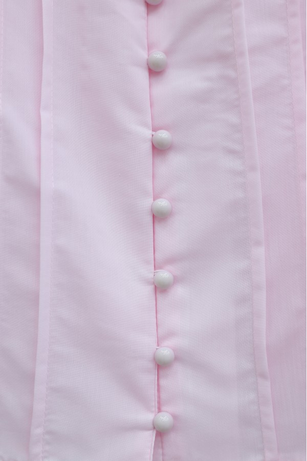Wide-necked, tie-up sleeve, elasticated hem, lined poplin set. -Pink