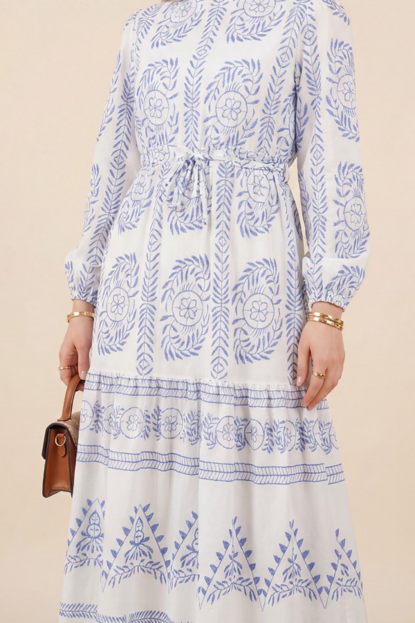 Tunnel Lace Long Dress -White