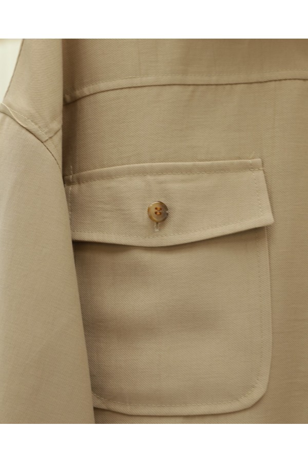 Double Pocket Button Down Shirt -Mink color