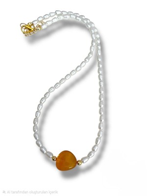 Murano Glass Necklace with Sand Pearls -Cream color
