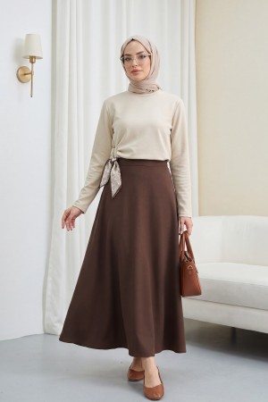 Yandan Fularlı Bağlama Detaylı Oyşo Bluz -Taş