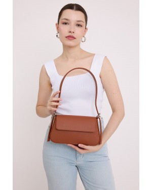 Women's Brown Flap Baguette Bag 010169