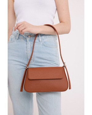 Women's Brown Flap Baguette Bag 010169