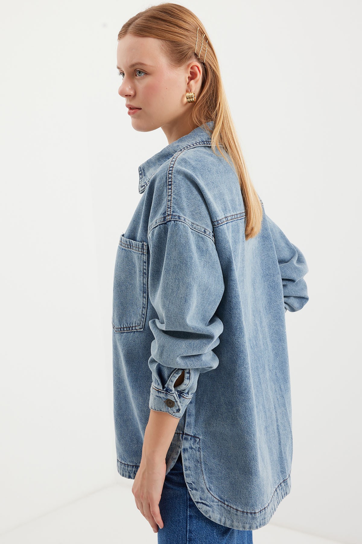 0694 Double Pocket Oversize Denim Jacket 