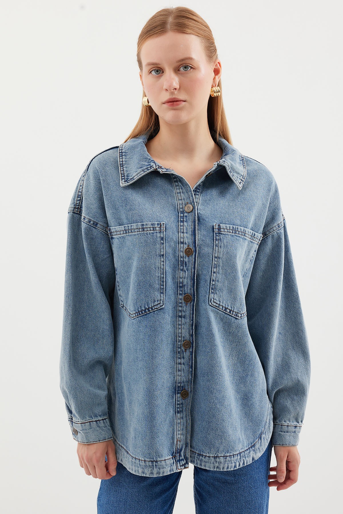 0694 Double Pocket Oversize Denim Jacket 