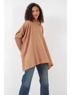 15783 Yırtmaçlı Panço Kazak - Bisküvi