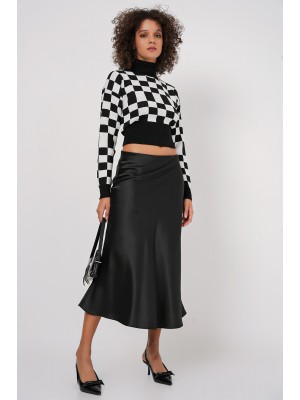 15806 Saten Etek - Siyah