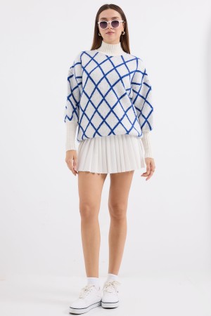 15889 سترة صوفية كبيرة الحجم بياقة عالية 