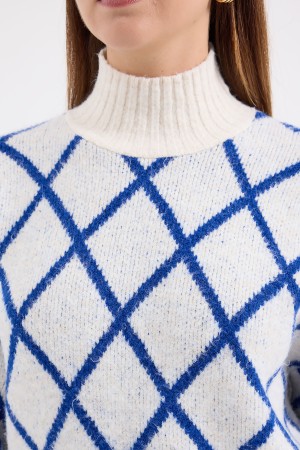 15889 سترة صوفية كبيرة الحجم بياقة عالية 