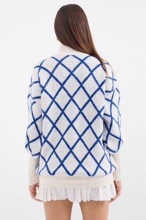 15889 سترة صوفية كبيرة الحجم بياقة عالية 