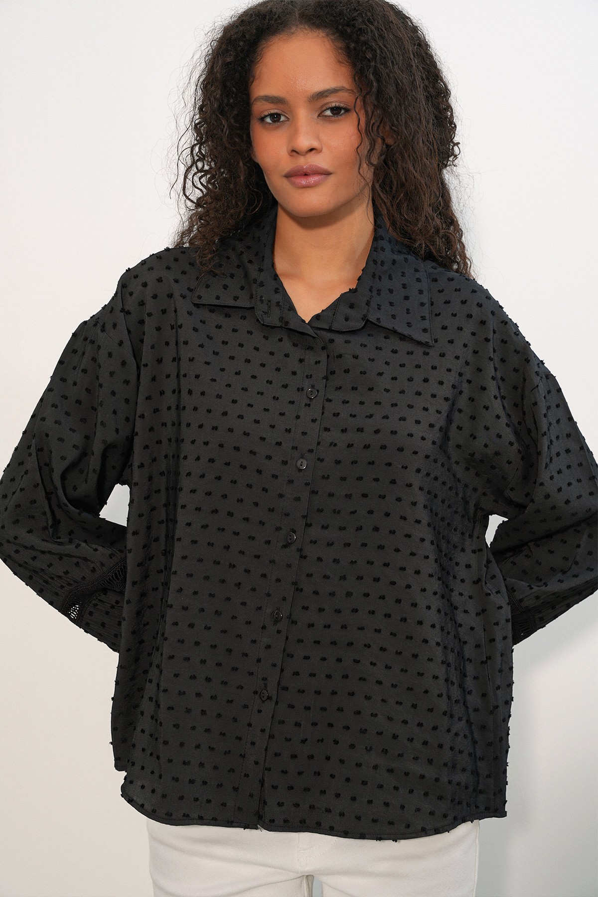 Women's Oversize Patterned Shirt 20379 