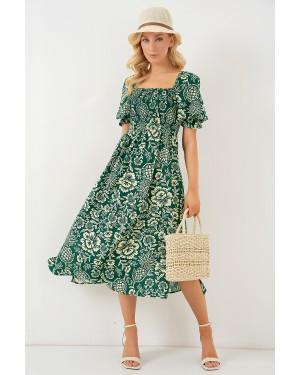 فستان منقوش بفتحة جانبية (رقم 2512) 