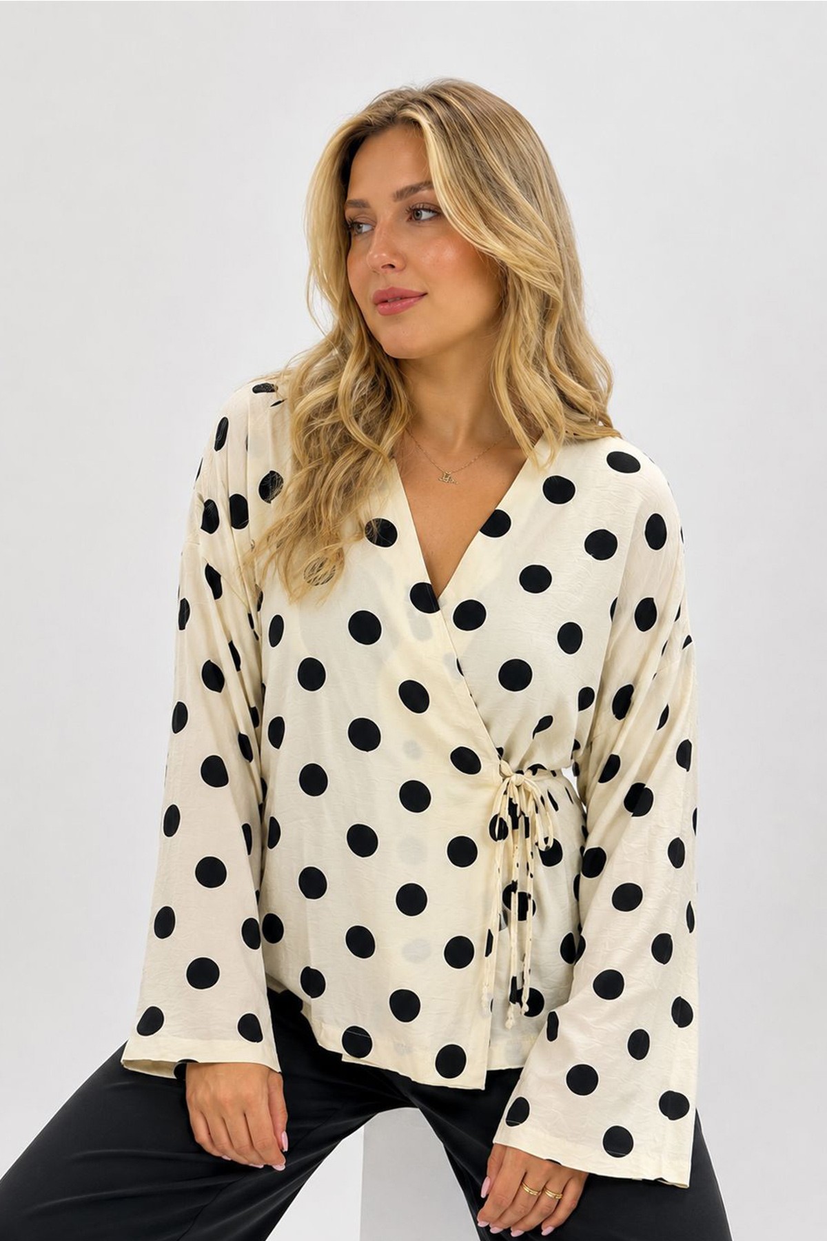 Women's Wrap Polka Dot Blouse 40004 