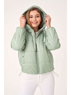 5117 Kapşonlu Şişme Mont - Mint