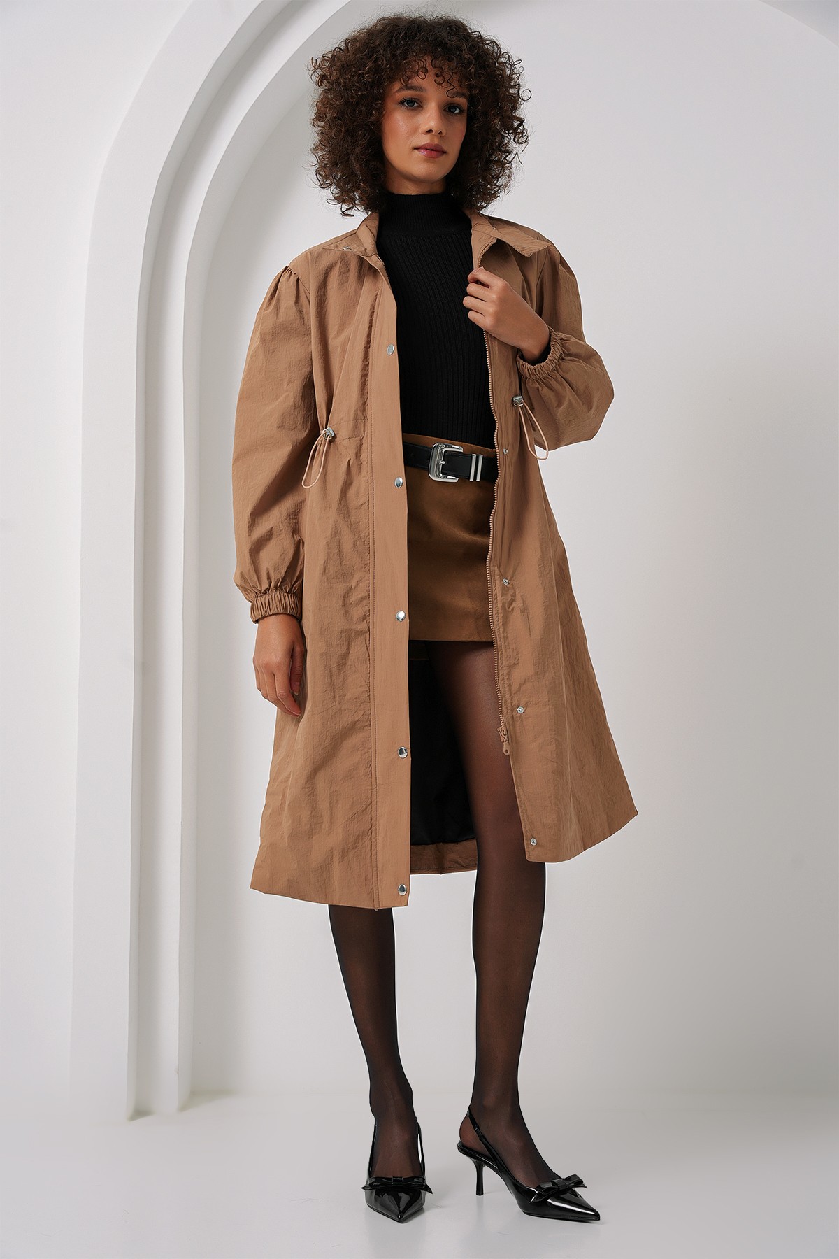 5939 Lined Long Trench Coat 