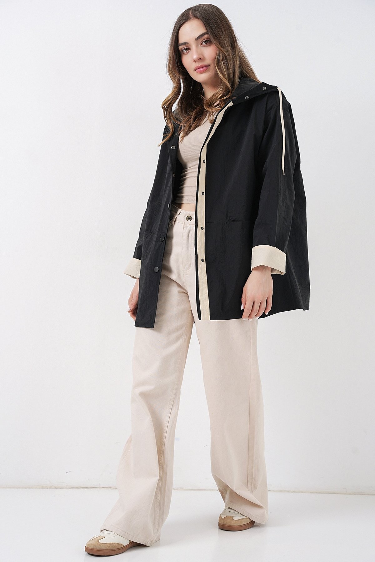 Women's Technical Fabric Hooded Trench Coat 5972 