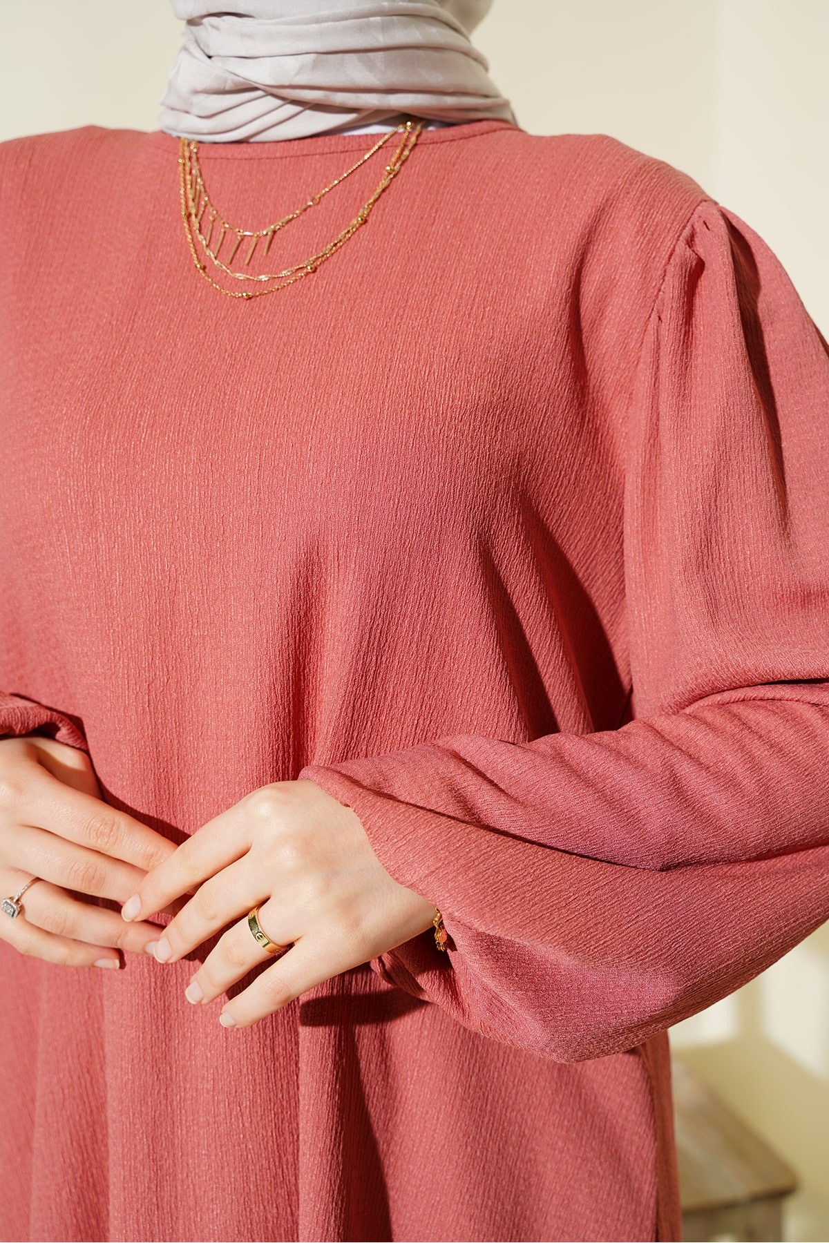 Women's Dusty Rose Tunic Trousers Bottom Top Set 6663